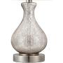 Oneach Table Lamps Set of 2 for Living Room 20'' Modern Glass lamp Gourd Linen Drum Shade for Bedroom Bedside Night Light Lamp Mercury Silver