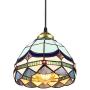 BAYCHEER Tiffany Style Stained Glass Classic Blue Mini Pendant Light Chandelier Decorative Hanging Lamp Pendant Lighting Adjustable Ceiling Fixture 1 Light for Living Room Dinning Room Kitchen