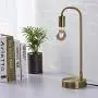 Keymit LED Edison Industrial Lamp, 3 Way Dimmable Matte Brass Bedside Lamp, Minimalist Table Lamp for Bedroom Living Room, Nightstand, Amazing Warm Glow, A19 8W Light Gray LED Filament Bulb Included