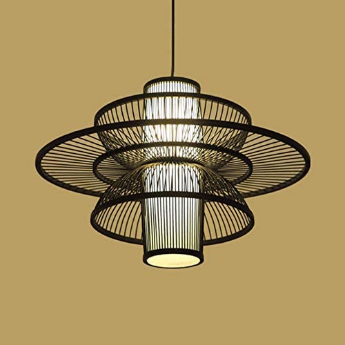 LITFAD Multi Tiers Ceiling Pendant Light 1 Light LED Pendant Lamp Modern Handmade Bamboo Hanging Light for Dining Room Restaurant Living Room - Black, 23.5''(60 cm) LITFAD Multi Tiers Ceiling Pendant Light 1 Light LED Pendant Lamp Modern Handmade Bamboo Hanging Light for Dining Room Restaurant Living Room - Black, 23.5''(60 cm)