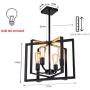 SEEBLEN 4- Light Pendant Light Black Adjustable Hanging Lights Vintage Foyer Lantern for Kitchen lsland Dining Room Hallway Farmhouse Ceiling Lights
