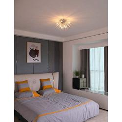 Dellemade Sputnik Chandelier, 8-Light Flush Mount Ceiling Light for Bedroom, Living Room, Dining Room, Office (Silver)