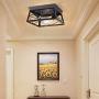 HMVPL Industrial Ceiling Lighting Fixtures, Farmhouse Flush Mount Close to Ceiling Lamp 2-Light for Kitchen Island Dining Room Bedroom Foyer Hallway