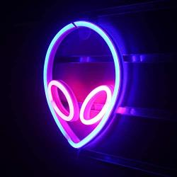 Wanxing Alien Neon Signs LED Neon Wall Sign Pink Blue Neon Lights for Bedroom Kids Room Hotel Shop Restaurant Game Office Wall Art Decoration Sign Party Supply Gift (Pink Blue)