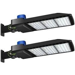 LED Parking Lot Lights 300W - Adjustable Arm Mount with Photocell 1000-1200W HID/HPS Replacement Waterproof IP65 36000LM 5000K Parking Lot LED Lighting (2 Pack)