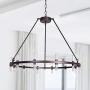 MEEROSEE LED Chandelier Modern Farmhouse Pendant Lighting Fixture D35.43'' Acrylic Shade 24 Lights Round Rustic Dining Room Oil Rubbed Bronze Chandeliers for Island Living Room Dimmable