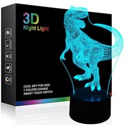 Dinosaur 3D Night Light Lamp Jurassic Tyrannosaurus T-Rex LED Lamps Baby Nursery Nightlight Kids Room Home Décor Xmas Birthday Toys Gifts 7 Color Changing