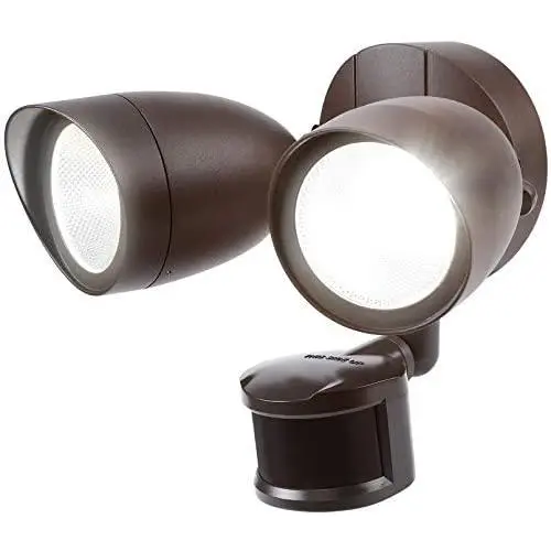 LEONLITE Dual-Head Motion-Activated LED Outdoor Security Light, Bronze 120W Eqv, 1400lm, UL & Energy Star Certified Exterior Flood Light, 5000K Daylight, 5 Years Warranty