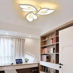 LED Ceiling Light Dimmable with Remote Control Modern Ceiling Lamp Acrylic Shade White Lacquered Metal Frame Creative Flower-Shape Ceiling Lamp Bedroom Dining Room Living Room Lamp (A-3-60CM)