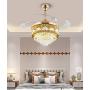 42inch Gold Crystal Ceiling Fans, Retractable Chandelier Ceiling Fan with Lights and Remote Modern Invisible Fandeliers light fixture for Living Room Dining Room Bedroom, Silent Motor Low Profile