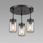 EUL Mason Jar Pendant Lighting Semi Flush Mount Ceiling Light with Clear Glass Shade Oil Rubbed Bronze - 3 Lights