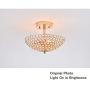 POPILION Elegant 2 Light Bowl Shaped French Gold Metal Crystal Chandelier,Flush Mount Ceiling Light Fixture