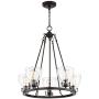 Bellis Bronze Wagon Wheel Pendant Chandelier 24 1/2'' Wide Modern Industrial Clear Glass 5-Light Fixture for Dining Room House Foyer Kitchen Island Entryway Bedroom Living Room - Possini Euro Design