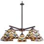Capulina Tiffany Dining Room Light 5-Light Stained Glass Chandeliers Hanging Light Tiffany Dining Table Lights Vintage Style Chandelier Kitchen Lighting