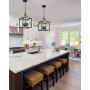 EAPUDUN 4-Light Lantern Pendant Light, Dining Room Chandelier Cage Hanging Ceiling Light, Matte Black&Brass Finish, PDA1275-MBK
