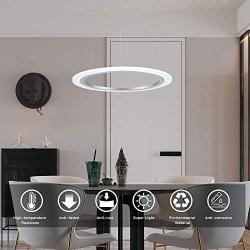 WELAKI LED Pendant Light, 25W 1-Ring Modern Chandelier Ceiling Light Fixture, 19.7'', 6000K, Cool White, Adjustable Hanging Pendant Lighting Fixture for Kitchen Island, Dining Room, Restaurant