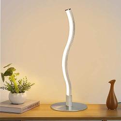 DLLT Spiral LED Table Lamp-Modern Bedside Desk Lamps, Contemporary Nightstand Light, 6W Decorative Night Table Lights for Bedroom, Living Room, Office, Home Decor, 3000K Warm White, Nickel, Plug in