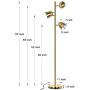 Industrial LED Reading and Floor Lamp for Living Rooms, Bedrooms, Mid Century Modern Adjustable 3 Light Tree, Standing Tall Pole Lamp with 3 LED Bulbs, Antique Brass/Gold