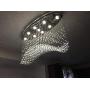 7PM L32'' Modern Wave Oval Chandelier, Raindrop Crystal Ceiling Light Fixture for Dining Room Kitchen Living Room