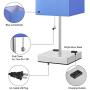 Bedside Table Lamps, Small Table Lamps for Bedroom, with Dual 2-Prong Charging Outlets, Basic Nightstand Lamp for Living Room, Blue/Silver