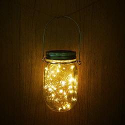 Aikeve Solar Mason Jar Lights,4 Pack 30 Led Starry Fairy String Hanging Jar Lights,Solar Lanterns for Outdoor Patio Party Garden Wedding Christmas Decorations Lights(Mason Jars/Handles Included)