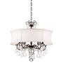 Zula Dark Bronze Crystal Pendant Chandelier 22'' Wide White Fabric Shade 5-Light Fixture for Dining Room House Foyer Kitchen Island Entryway Bedroom Living Room - Vienna Full Spectrum