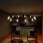 LITFAD Industrial Antique Style Round Chandelier Light 12 Lights Metal Pendant Lighting Retro Ceiling Hanging Light in Black for Restaurant Dining Room Living Room