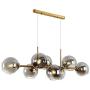 CCSUN Nordic Glass Ball Long Chandelier,110cm Island Lights 8-Lights Spherical Pendant Light E26 Golden Mid Century Chandelier Smoke Gray Globe Decor Hanging Lamp for Living Room Dining Room