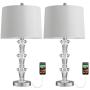 BOBOMOMO Modern Crystal USB Table Lamps Set of 2 for Living Room Bedroom 26''