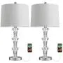 BOBOMOMO Modern Crystal USB Table Lamps Set of 2 for Living Room Bedroom 26''