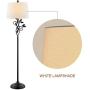 Maxax Traditional Floor Lamp with White Fabric Shade for Living Room and Bedroom, Black