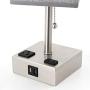 OYEARS Table Lamps Set of 2 Built in Dual USB Charging Port Bedside 15.5“ Table Lamp with Dual AC Power Outlets for Bedroom Living Room Office Study Room Grey Fabric Shade