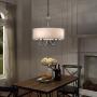 ROSEN GARDEN 4-Light Chandelier with White Linen Drum Shade, Adjustable Chain Hanging Ceiling Lights, Pendant Light Fixture Fitting for Dining Room, Entryway, Hallway and Foyer