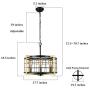 Bizinlumin Luxury Round Gold Pendant Lighting, Modern Black Dining Room Chandelier Light Fixture Industrial Metal Cage Living Room Entry Bedroom Drum Light 4 Lights Edison E26 BY19002G