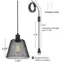 WOXXX Black Cage Plug in Pendant Light with Metal Shade, Farmhouse Pendant Lighting Plug in for Kitchen Island Living Room Bedroom, Industrial Chandelier 1-Light Hanging Lamp, in-Line On/Off Switch