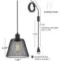 WOXXX Black Cage Plug in Pendant Light with Metal Shade, Farmhouse Pendant Lighting Plug in for Kitchen Island Living Room Bedroom, Industrial Chandelier 1-Light Hanging Lamp, in-Line On/Off Switch