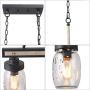 Mason Jar Chandelier, Kitchen Island Lighting in Rustic Faux Wood, Farmhouse Lighting for Dining Room, 30'' x 3.9'' x 19.5''
