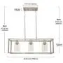 VINLUZ 3 Light Linear Chandeliers Brushed Nickel with Clear Glass Shade Modern Kitchen Island Pendant Dining Room Light Fixture Hanging Farmhouse Ceiling Light for Living Room Bar