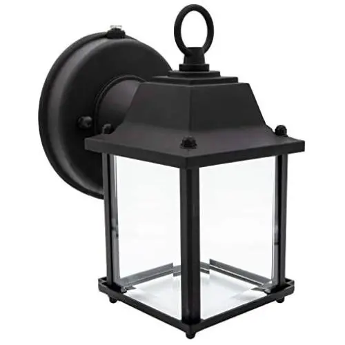 Maxxima LED Porch Lantern Outdoor Wall Light, Black w/Clear Glass, Photocell Sensor, 650 Lumens, Dusk to Dawn Light Sensor, 3000K Warm White Maxxima LED Porch Lantern Outdoor Wall Light, Black w/Clear Glass, Photocell Sensor, 650 Lumens, Dusk to Dawn Light Sensor, 3000K Warm White