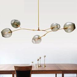 LightInTheBox Nordic Style Vintage Pendent Light Chandeliers 5 Heads Glass Molecules Lighting Fixture with 5 Light Max 60W for Living Room,Table,Hallway,Dining Room Light Fixture