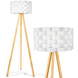 Brightech Bijou LED Tripod Floor Lamp Contemporary Design for Modern Living Rooms - Soft, Ambient Lighting, Tall Standing Easel Survey Lamp for Bedroom, Family Room, or Office - Natural Wood Color