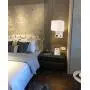 HomeFocus Bedside Wall Lamp Light with Outlet,Living Room Wall Lamp Light,Wall Sconces, Metal Satin Nickel, White Fabric Shade,Top Quality for Home and Hotel.