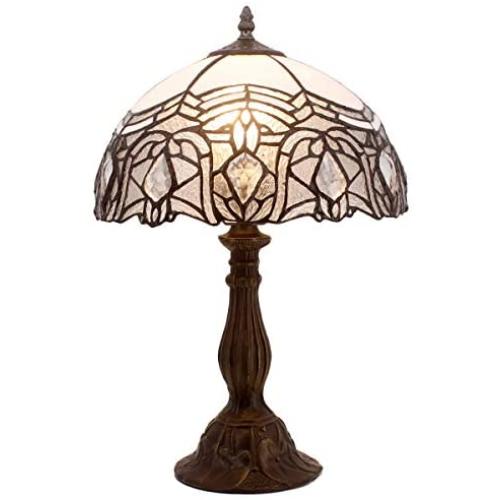 Tiffany Lamp Stained Galss Crystal Style Table Desk Reading Light W12H18 Inch Tall S508W WERFACTORY LAMPS Parent Friend Kid Lover Living Room Bedroom Study Office Coffee Bar Bedside Desk Antique Gifts