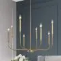 LALUZ Champagne Gold 8-Light High End Modern Chandelier for Dining, Bedroom, Living Room and Kitchen,26.4'' W x 35.4'' H, A03225