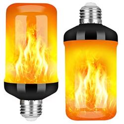 Y- STOP LED Flame Effect Fire Light Bulb, Upgraded 4 Modes Flickering Fire Christmas Decorations Lights, E26 Base Flame Bulb with Upside Down Effect(2 Pack)