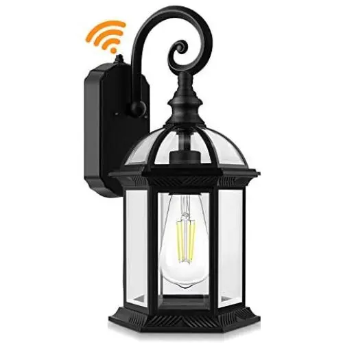 Dusk to Dawn Sensor Outdoor Wall Sconce, Exterior Wall Light Fixtures with E26 Base Socket, Clear Glass Roof Wall Lantern, Anti-Rust Waterproof, Matte Black Wall Mount Lighting Porch Doorway Garage Dusk to Dawn Sensor Outdoor Wall Sconce, Exterior Wall Light Fixtures with E26 Base Socket, Clear Glass Roof Wall Lantern, Anti-Rust Waterproof, Matte Black Wall Mount Lighting Porch Doorway Garage