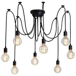 NOXARTE Ceiling Spider Lamp Industrial Hanging Pendant Light Adjustable Wire Indoor Lighting Fixture for Bedroom Living Room 8 Lights