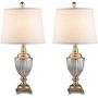 Resin Table Lamps Set of 2 with Beige Shade, 25'' Antique Brass Traditional Table Lamps, Vintage Bedside Nightstand Lamps for for Bedroom, Living Room, Office, 2-Pack (Gold)