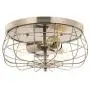 CO-Z 15 Inch Metal Cage Brushed Nickel Flush Mount Ceiling Light Fixture with 3 Lights, Industrial Vintage Ceiling Fixtures for Master Bedroom, Living Room, Farmhouse Lighting, ETL.