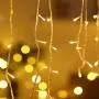 Outdoor Icicle Curtain Light Battery Powered 9.8ft Window Christmas Curtain Light Garland Twinkle String Light for Outdoor Indoor Xmas New YearDecor(Warm White)